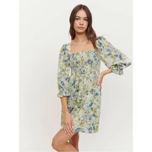 Reformation Blue and Green Floral Mini Dress